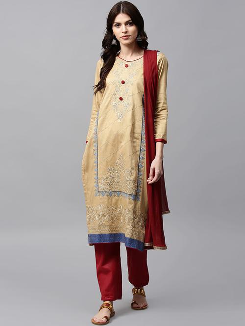 embroidered unstitched churidaar suit - 15453895 - Very Small Image - 1
