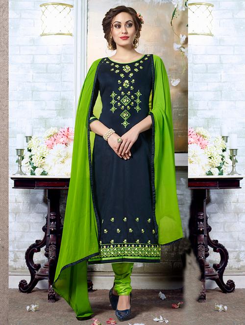 embroidered unstitched churidaar suit - 15453902 - Very Small Image - 1