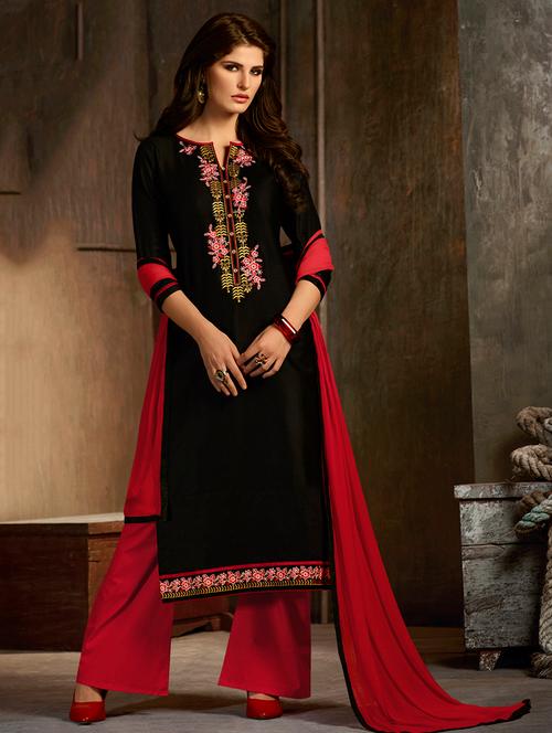 embroidered unstitched palazzo suit - 15453903 - Very Small Image - 1