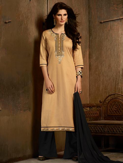 embroidered unstitched palazzo suit - 15453906 - Very Small Image - 1
