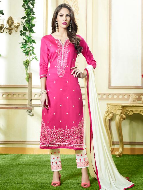 embroidered unstitched straight pant suit - 15453908 - Very Small Image - 1