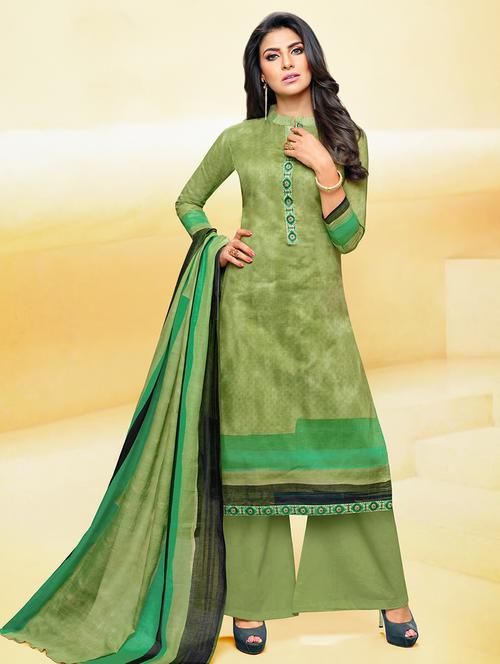 embroidered unstitched palazzo suit - 15453933 - Very Small Image - 1