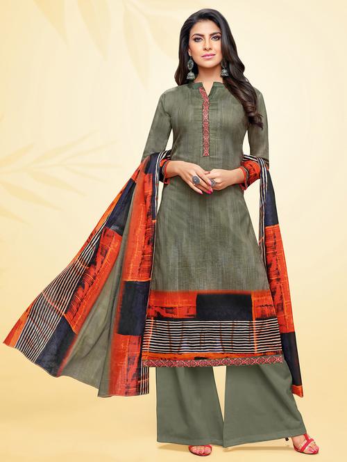 embroidered unstitched palazzo suit - 15453935 - Very Small Image - 1
