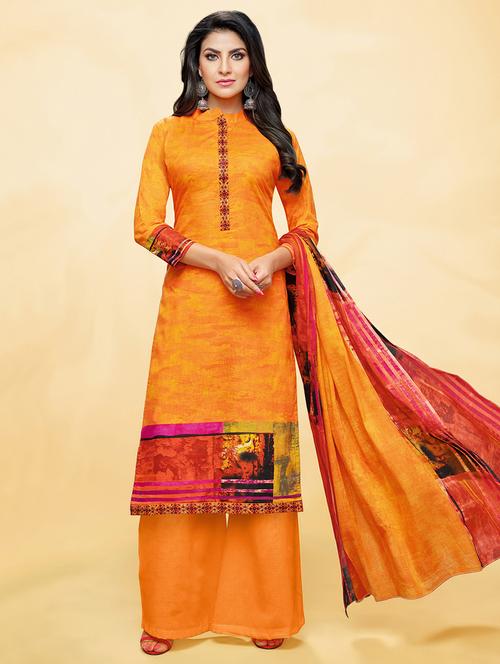 embroidered unstitched palazzo suit - 15453937 - Very Small Image - 1
