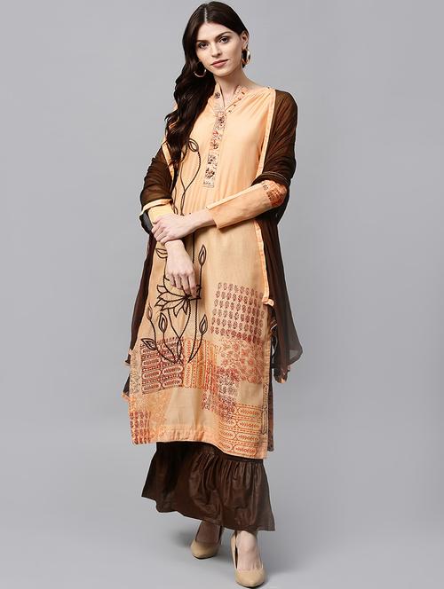 embroidered unstitched sharaar suit - 15453948 - Very Small Image - 1