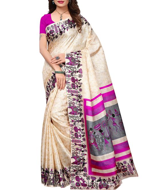 conversational bordered printed saree with blouse - 15454065 - Very Small Image - 1