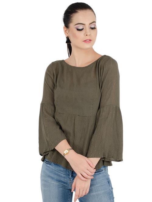 bell sleeved solid top - 15455312 - Very Small Image - 1