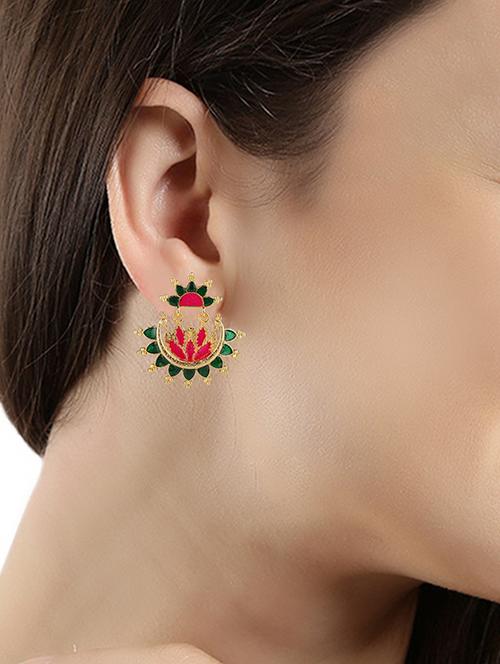 multi colour gold tone meenaari earrings - 15455518 - Very Small Image - 1