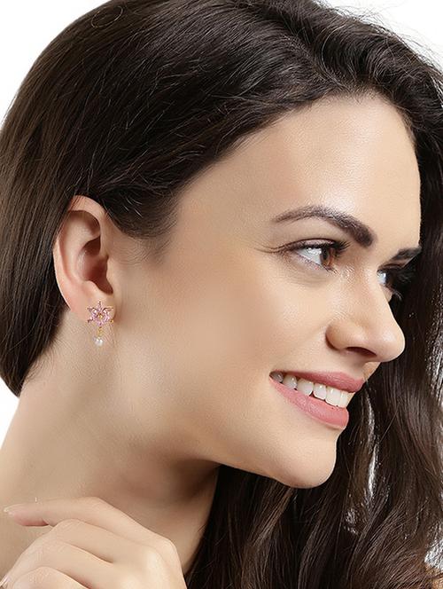 purple gold tone stone earrings - 15455525 - Very Small Image - 1
