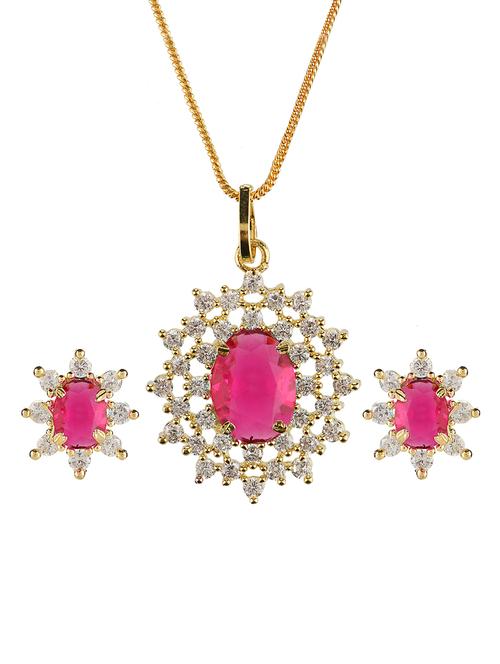 pink metal pendants and earring - 15455570 - Very Small Image - 1