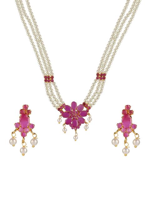 pink metal necklaces and earring - 15455589 - Very Small Image - 1