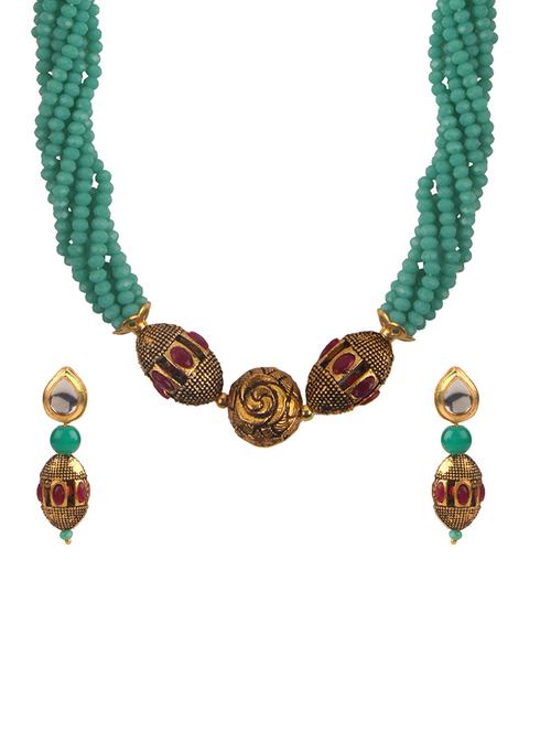 green metal necklaces and earring - 15455610 - Very Small Image - 1
