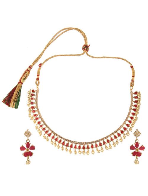 red metal necklaces and earring - 15455681 - Very Small Image - 1