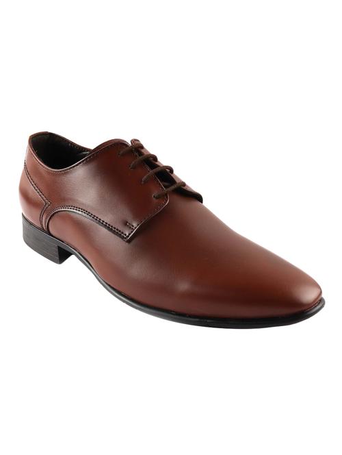 tan leatherette lace-up derbys - 15455873 - Very Small Image - 1