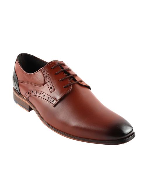 brown leatherette lace-up derbys - 15455874 - Very Small Image - 1
