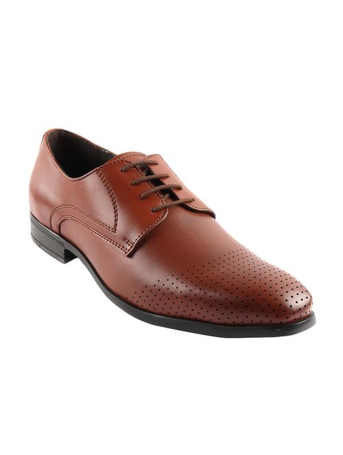tan leatherette lace-up derbys - 15455878 - Very Small Image - 1