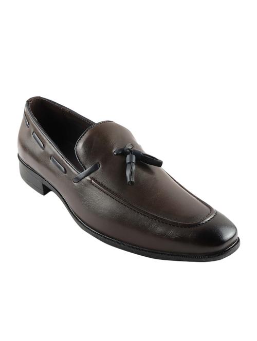 brown leatherette tassel slip ons - 15455884 - Very Small Image - 1