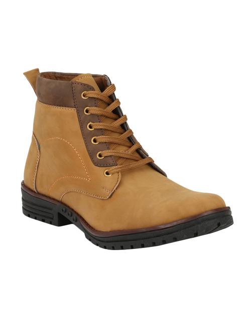 tan leatherette high ankle boots - 15455906 - Very Small Image - 1