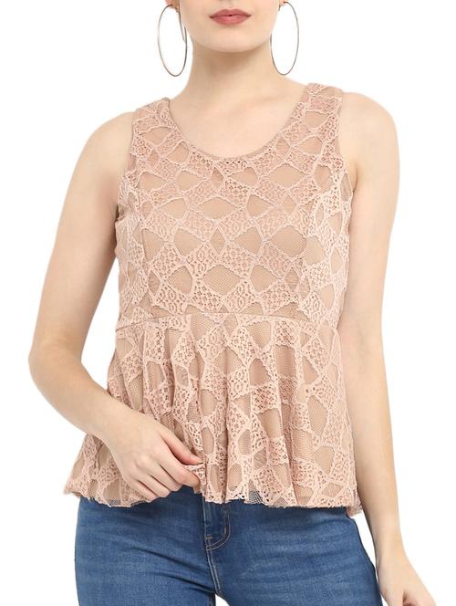 zip detail lace top - 15455960 - Very Small Image - 1