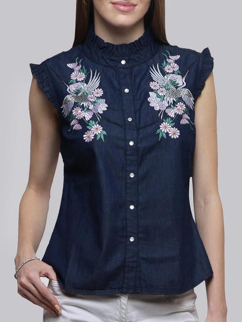 frill detailed embroidered shirt - 15455973 - Very Small Image - 1