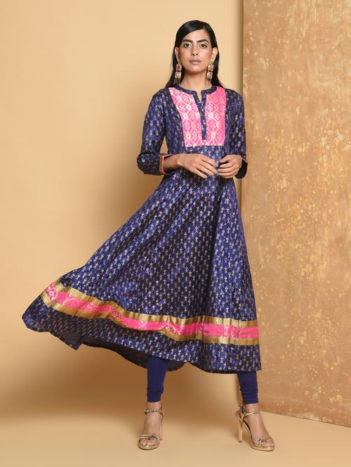 foil printed flared kurta - 15456330 - Very Small Image - 1
