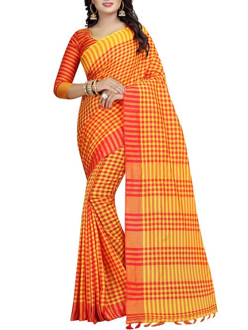 contrast checkered tussar saree - 15456425 - Very Small Image - 1