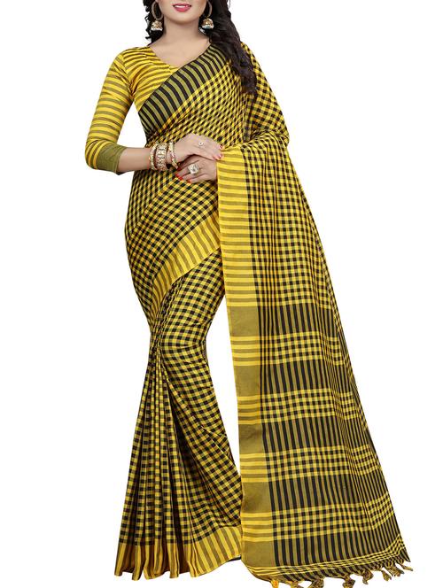 contrast checkered tussar saree - 15456429 - Very Small Image - 1