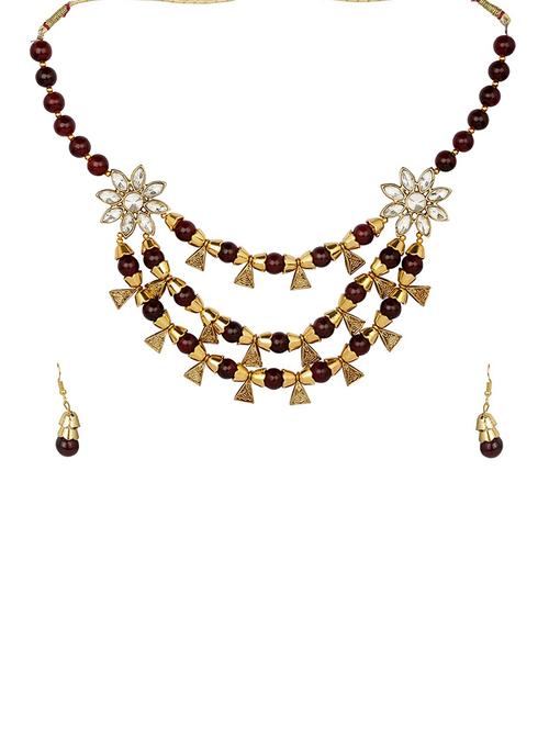 red metal necklaces and earring - 15456533 - Very Small Image - 1