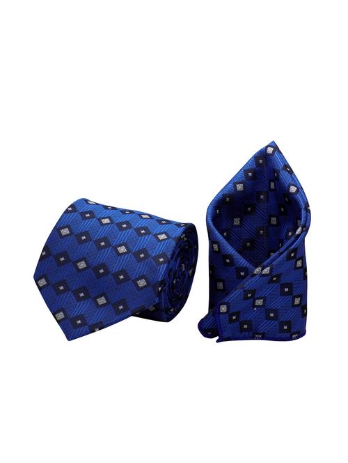 blue micro fiber tie with pocket square - 15457467 - Very Small Image - 1