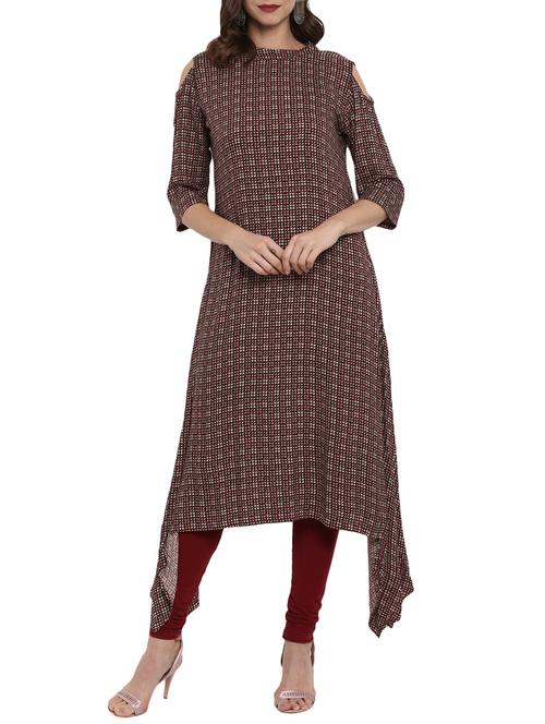 asymmetric cold sleeves kurta - 15458062 - Very Small Image - 1