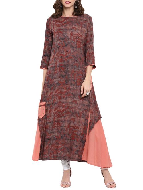 a-line printed kurta - 15458075 - Very Small Image - 1