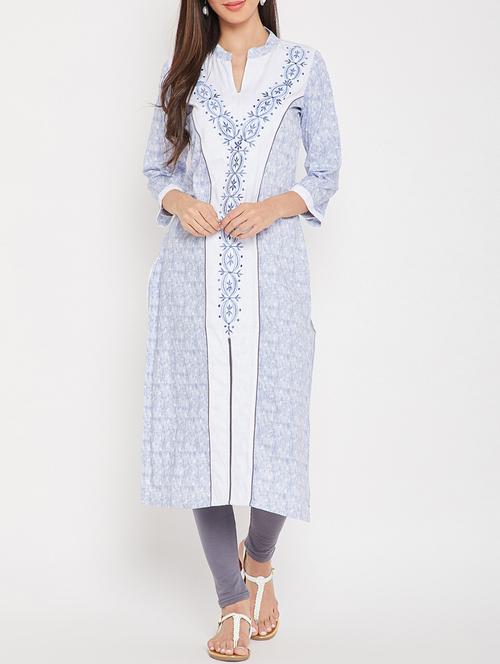 straight slit embroidered kurta - 15458124 - Very Small Image - 1