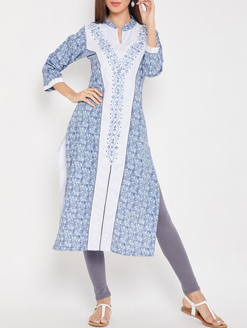 straight slit embroidered kurta - 15458125 - Very Small Image - 1