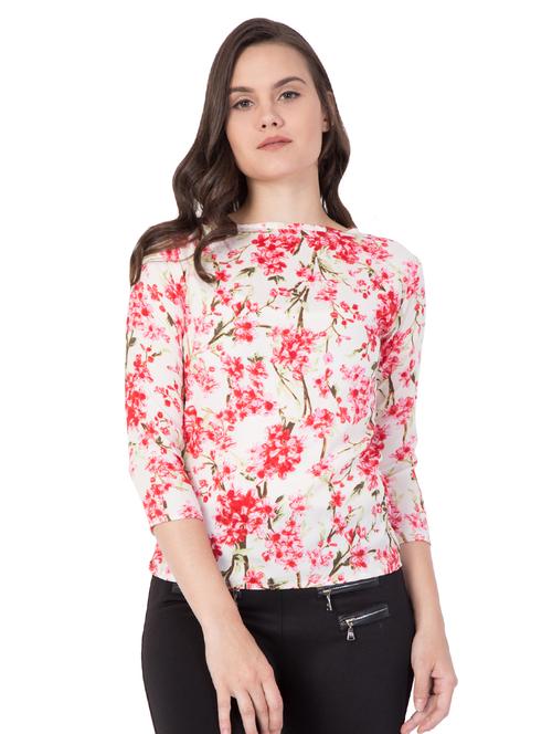floral boat neck top - 15458183 - Very Small Image - 1