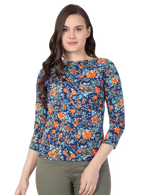 floral boat neck top - 15458190 - Very Small Image - 1