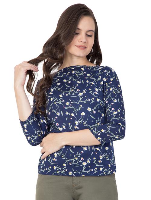 floral boat neck top - 15458194 - Very Small Image - 1