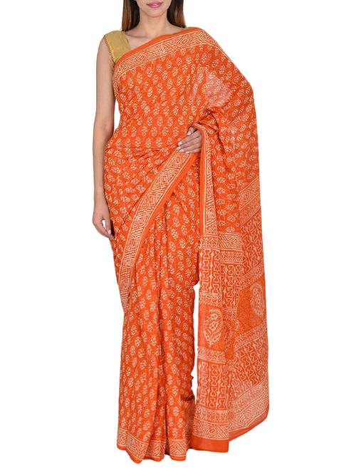 floral dabu handloom saree - 15458663 - Very Small Image - 1
