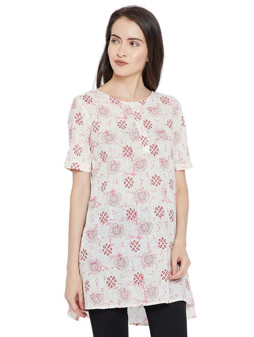 short sleeved printed high low tunic - 15458832 - Very Small Image - 1