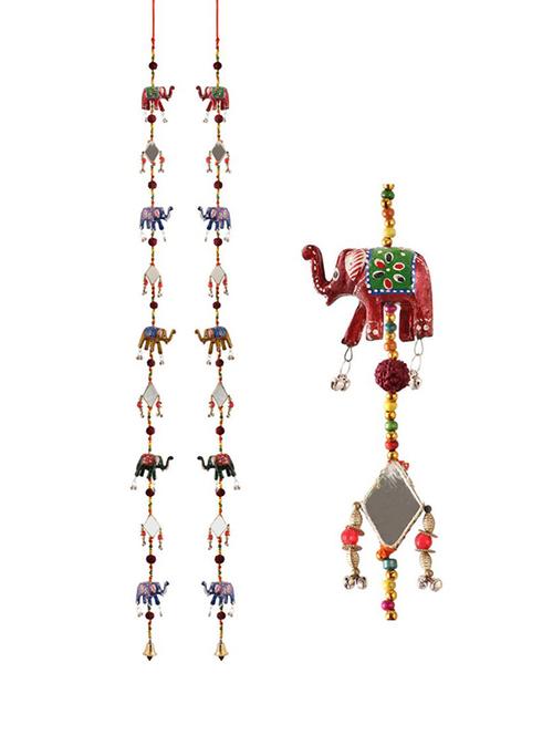 door hanging pair with paper machie 5 elephant and 4 mirror - 15459285 - Very Small Image - 1