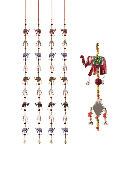 door hanging set of 4 pc with paper machie 5 elephant and 4 mirror - 15459331 - Very Small Image - 1