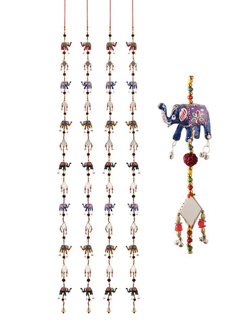 door hanging set of 4 pc with paper machie 7 elephant and 6 mirror - 15459336 - Very Small Image - 1