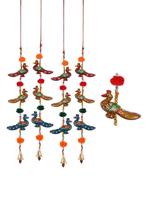 door hanging set of 4 pc of 3 paper machie peacock with pumpum - 15459352 - Very Small Image - 1