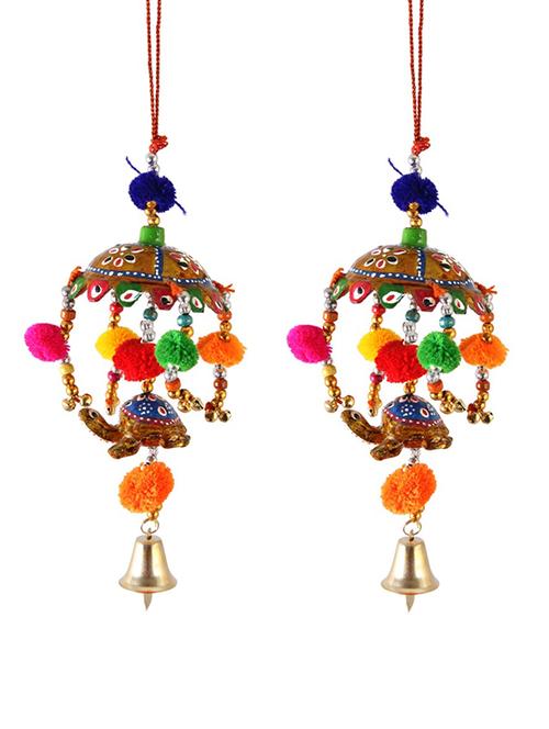 door hanging set of 2 pc umbrella with pumpum with 2pc tortoise with metal bell - 15459368 - Very Small Image - 1