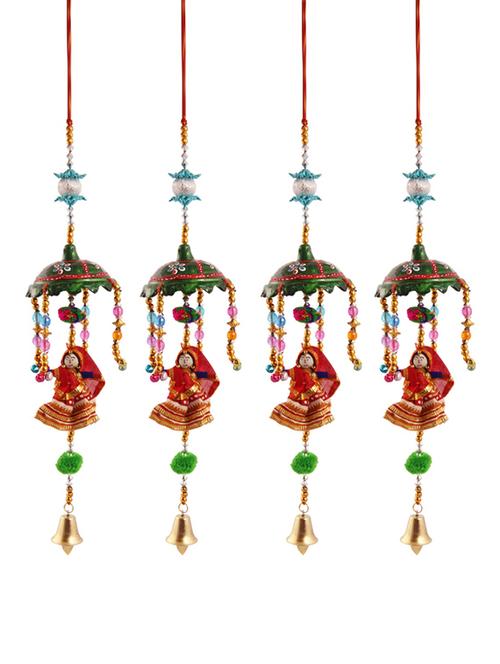 door hanging set of 4 pc with paper machie umbrella and dolls - 15459380 - Very Small Image - 1