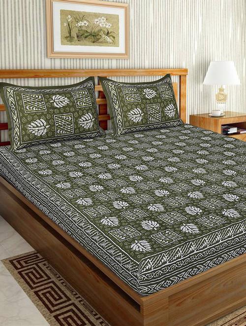 cotton traditional printed double bedsheet with 2 pillow covers - 15460187 - Very Small Image - 1