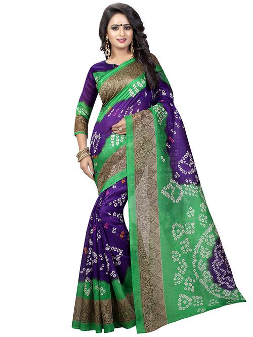 contrast border bandhani saree - 15460269 - Very Small Image - 1