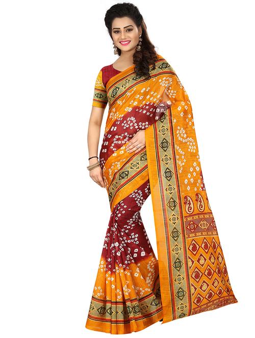 contrast border bandhani saree - 15460272 - Very Small Image - 1