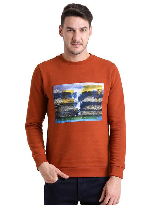 orange cotton chest print sweatshirt - 15460335 - Very Small Image - 1