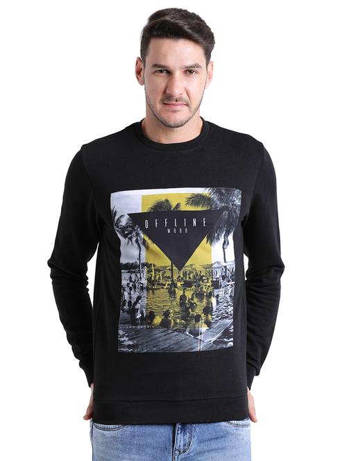 black cotton sweatshirt - 15460339 - Very Small Image - 1