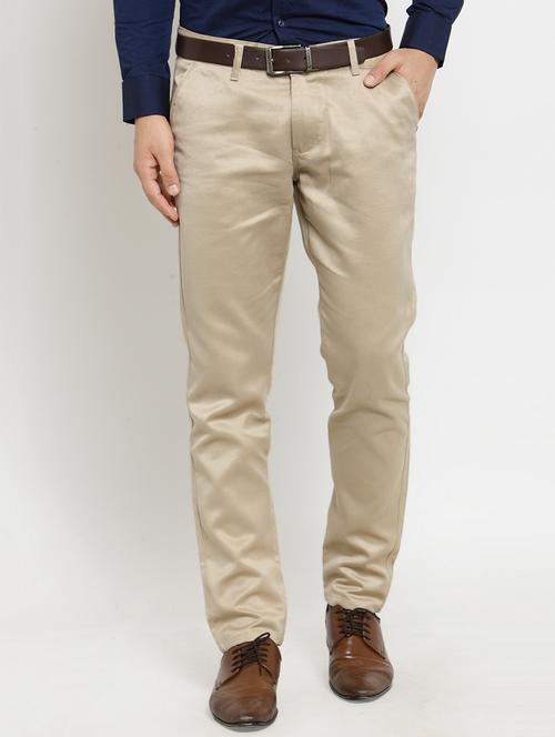 beige cotton flat front formal trouser - 15460368 - Very Small Image - 1